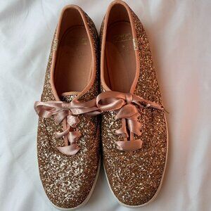 Kate Spade x Keds Rose Gold Sparkle Tennis Shoe Size 11